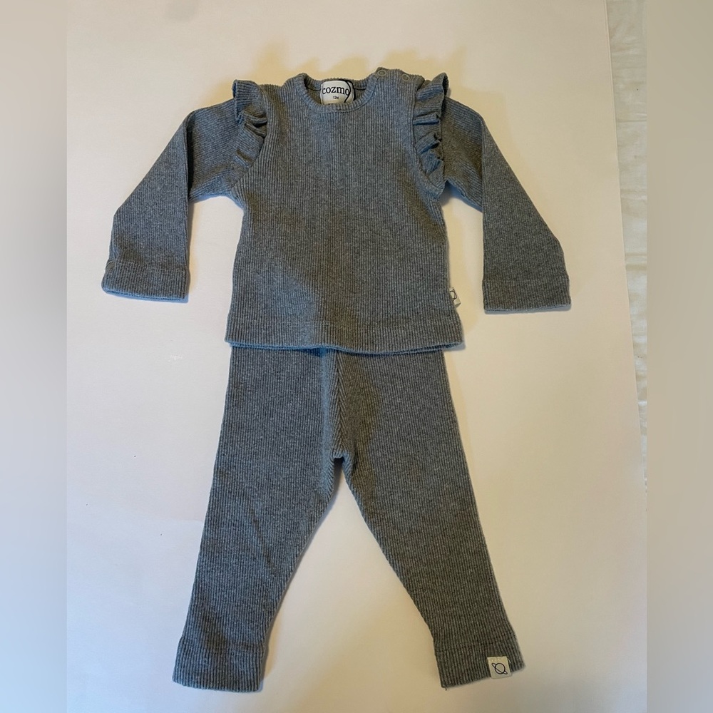 Soft Rib Ruffled Baby Sweater and Leggings Set